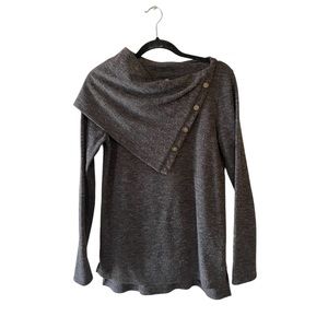 Piphany Notting Hill Sweater w/ accent Buttons, Soft Heathered Charcoal Gray, S